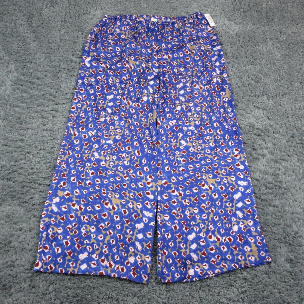 Open Edit Pants Womens 1X Blue Polka Dot Wide Leg Pull On 36x30.5* NWT